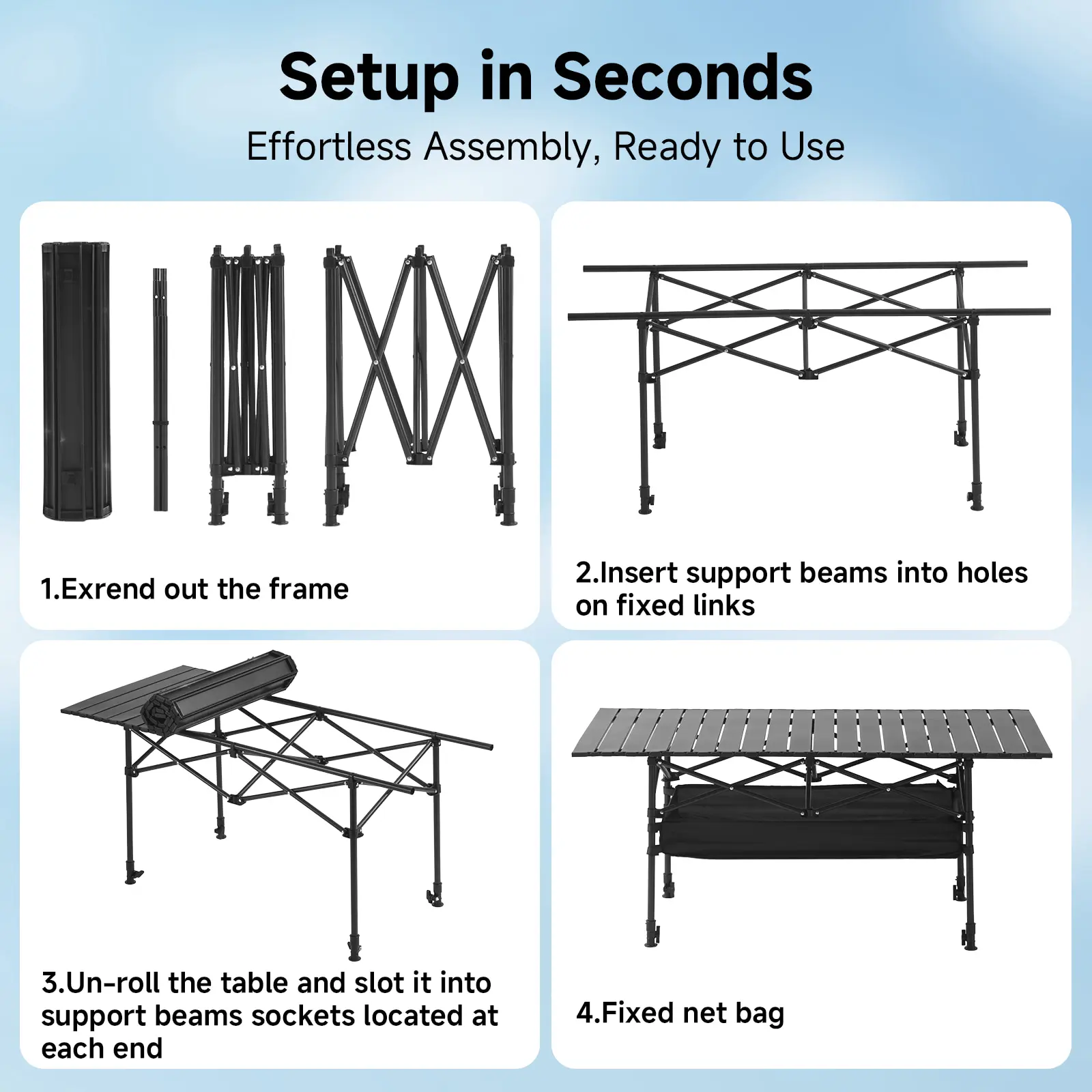 Senmeo Foldable Camping Table Height Adjustable Lightweight Aluminum