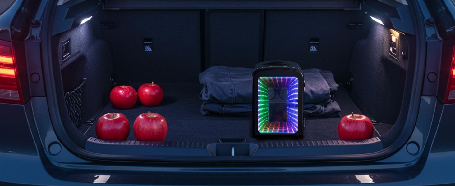 Antarctic Star 4L Mini Compact Refrigerator with Gaming Light: 6-Can Portable Cooler for Bedroom, Car, Office, Dorm - Cosmetics, Beverage & Food Storage Note: internal temp varies with ambient temp. Antarctic Star 4L Mini Compact Refrigerator with Gaming Light: 6-Can Portable Cooler for Bedroom, Car, Office, Dorm - Cosmetics, Beverage & Food Storage Note: internal temp varies with ambient temp.
