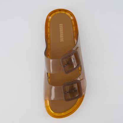 Sandalias tipo Jelly para mujer — Sandalias deslizantes impermeables con doble hebilla ajustable, ideales para la playa, la ducha y uso casual de verano; suaves y con plataforma.