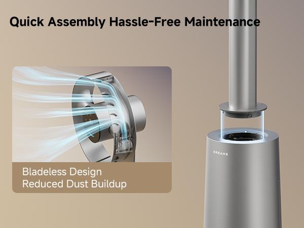 DREAME MF10 Bladeless Tower Fan with 270&deg; Whole-Room Air Circulation, Smart Standing Fan with TempSync, AirBoost Technology, 10 Speeds, 3 Modes, Washable Filter,dorm essentials,home essentials,back to school,back to school haul