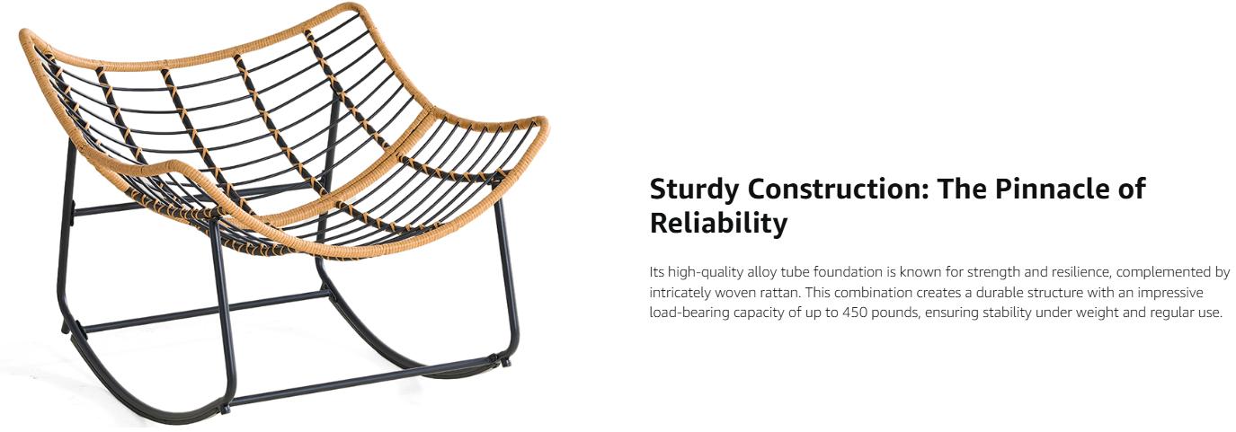 【Double-Side Fabric】ONBRILL Oversized Indoor Outdoor Rocking Chairs, Comfy Papasan Rocking Chair with Padded Cushion, Rattan Wicker Lounge Chair, Modern Reading Accent Chair for Balcony Garden, LivingRoom Furniture,Christmas Gift【DealsforYou】