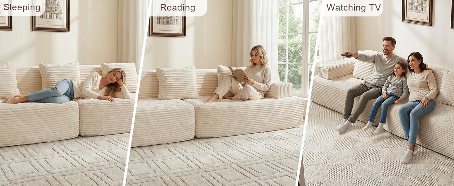 【Father's Day】 Modular Sectional Boneless Sofa,Oversized Chaise Lounge with Deep Seats, Modular Cloud Sleeper Sofa, No Assembly Required, Free Combination, Modern sectional couch.boneless sectional couch. living room furniture ou