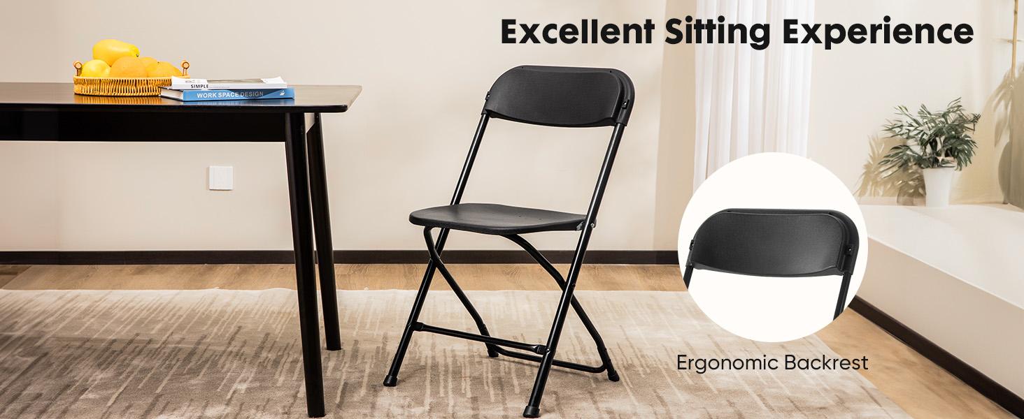 Plastic Folding Portable Chair - Sturdy Metal Folding Portable Seat with 330-lb Capacity, Easy to Use & Store, Suitable for Home, Indoor & Outdoor Furniture Needs, Folding Portable Chairs, Portable Folding Seat