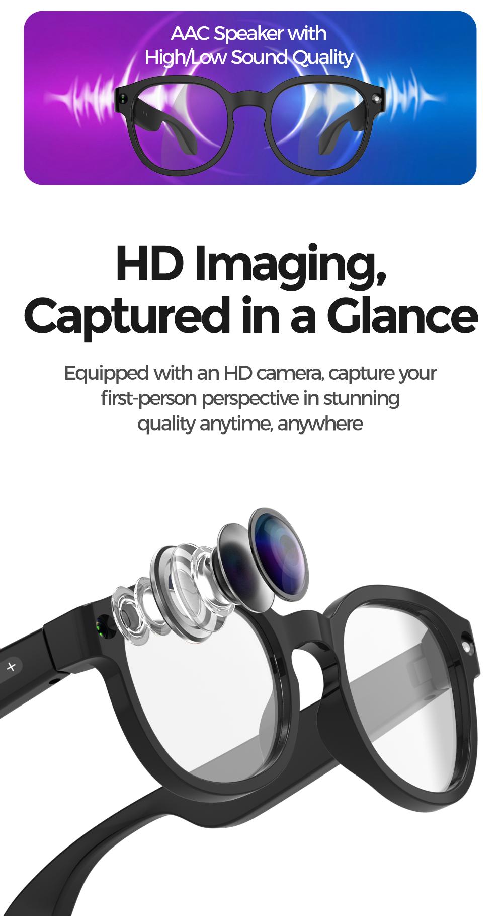 SightFlow Smart AI Camera Glasses, 8MP Photochromic UV-Protection Lenses, 160+ Languages Real-Time Translation, Bluetooth Audio, Hands-Free Photo & Video Capture, Button Touch Control, for Travel Outdoor Daily Use, Compatible with iOS & Android