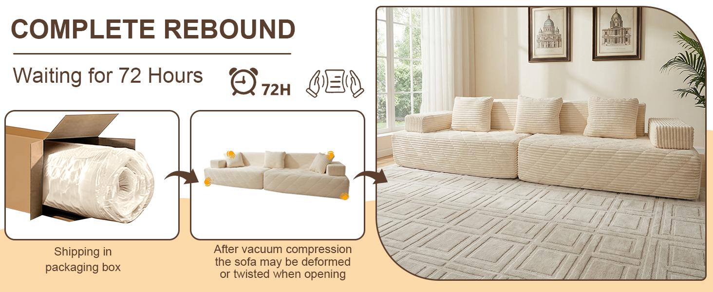 【Father's Day】 Modular Sectional Boneless Sofa,Oversized Chaise Lounge with Deep Seats, Modular Cloud Sleeper Sofa, No Assembly Required, Free Combination, Modern sectional couch.boneless sectional couch. living room furniture ou
