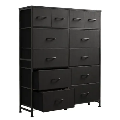 Cómoda de tela con 12 cajones: mueble de almacenamiento práctico para dormitorios, solución de organización para el hogar y la oficina, cajones de tela extraíbles, múltiples cajones de almacenamiento.