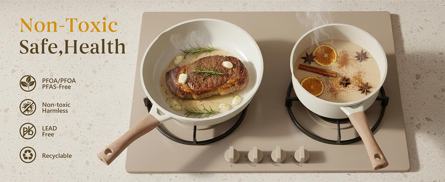 【Limited-Time Sale】USELUCK Pots and Pans Set Non Stick Non-Toxic 22 Pcs Ceramic Cookware Sets Nonstick Kitchen Pot&Pan With Lid Cream White Granite Induction Compatible with Glass Lids Crepe Frying Pan PFOA/PFOS-Free, Cooking Pan Set 【Limited-Time Sale】USELUCK Pots and Pans Set Non Stick Non-Toxic 22 Pcs Ceramic Cookware Sets Nonstick Kitchen Pot&Pan With Lid Cream White Granite Induction Compatible with Glass Lids Crepe Frying Pan PFOA/PFOS-Free, Cooking Pan Set