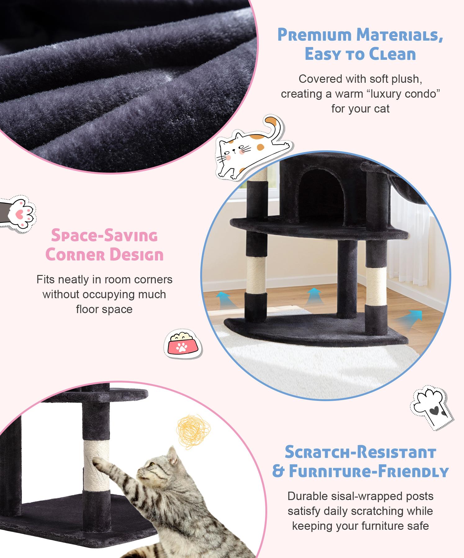 HOOMIC 73-Inch Fan-Shaped Corner Cat Tree, Space-Saving Multi-Level Tower with Cozy Condos, Perches, Baskets & Sisal Scratching Posts &ndash; Indoor Cat Activity Center#TikTokShopDealsforYouDays#DealsforYouDays#Summervibes#Summergarden