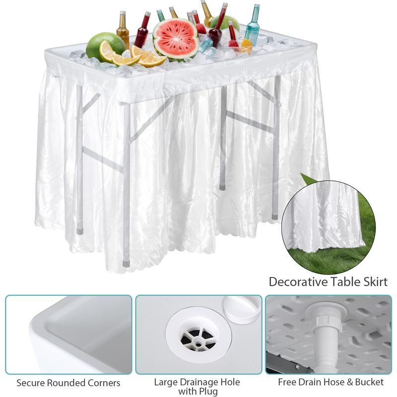 Estación de preparación multiusos para exteriores «Todo en 1» — Mesa ligera, portátil y plegable (PE y acero) con patas abatibles, doble fregadero, grifo y rejilla de soporte. Capacidad de carga de 660 lb. Ideal para la limpieza de pescado, barbacoas y ca