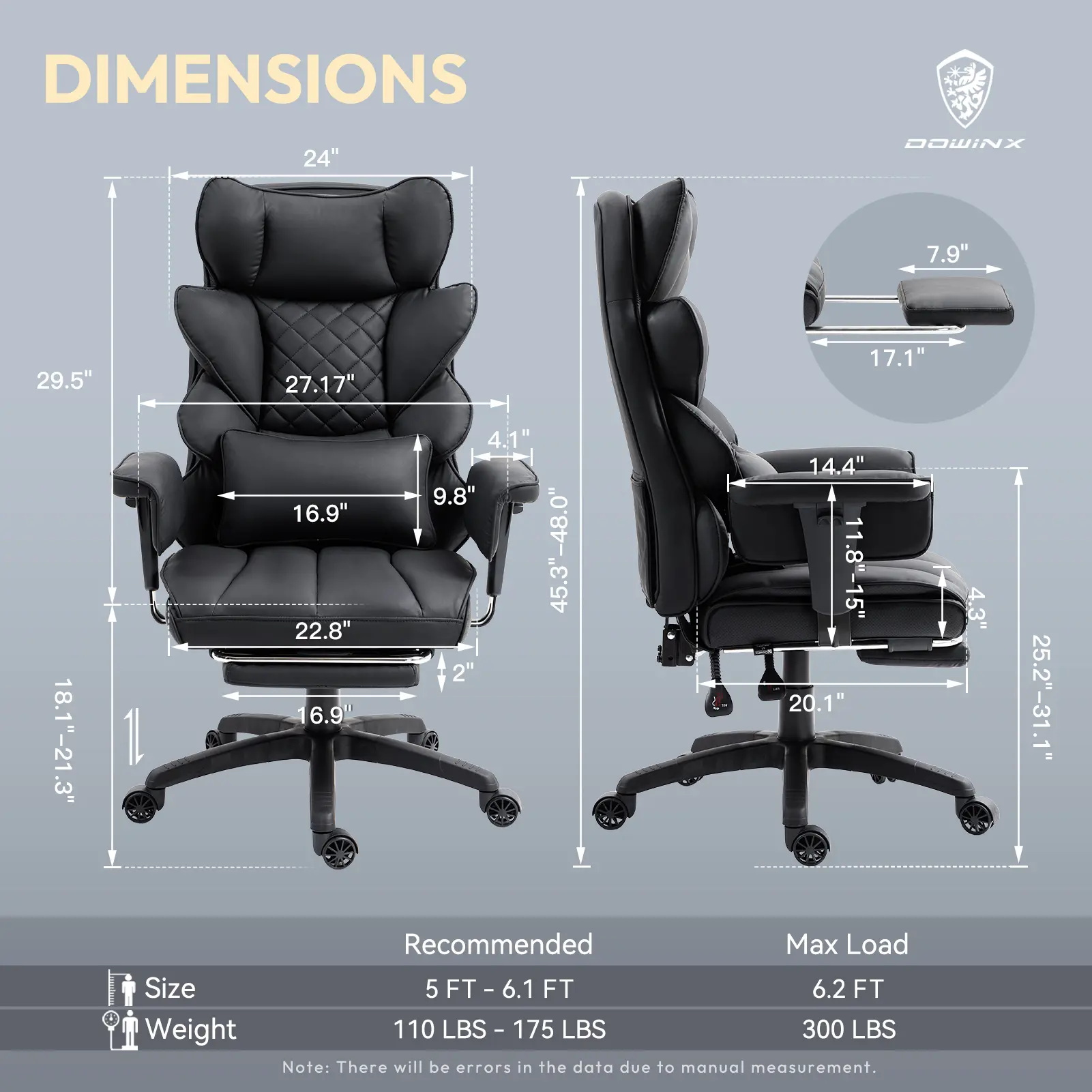 Silla de oficina de respaldo alto con asiento de muelles ensacados y soporte lumbar, silla ergonómica para juegos de PC, reposabrazos ajustables y reposapiés.