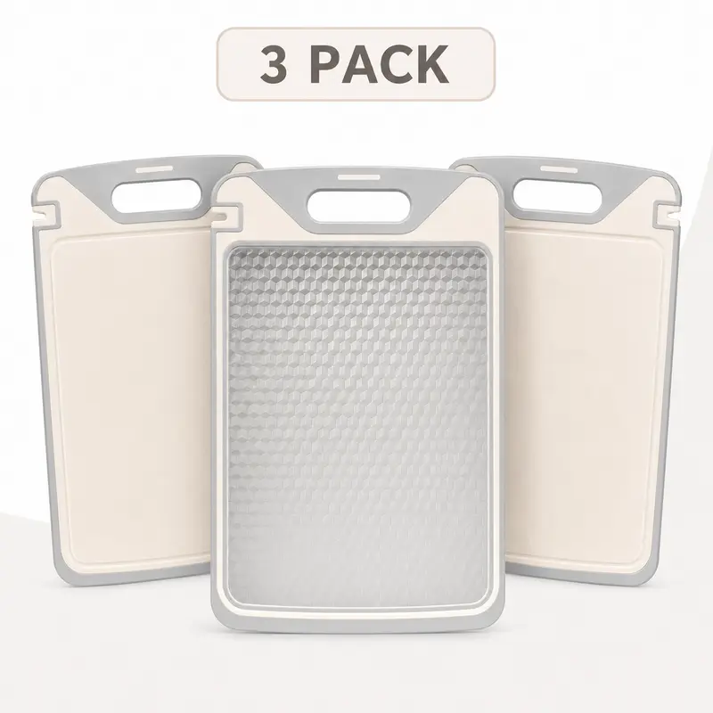 Tabla de cortar compacta 2 en 1 de acero y PP no tóxico de doble cara con afilador de cuchillos, tabla de cortar de verduras duradera y fácil de limpiar para carne, compatible con cuchillos.