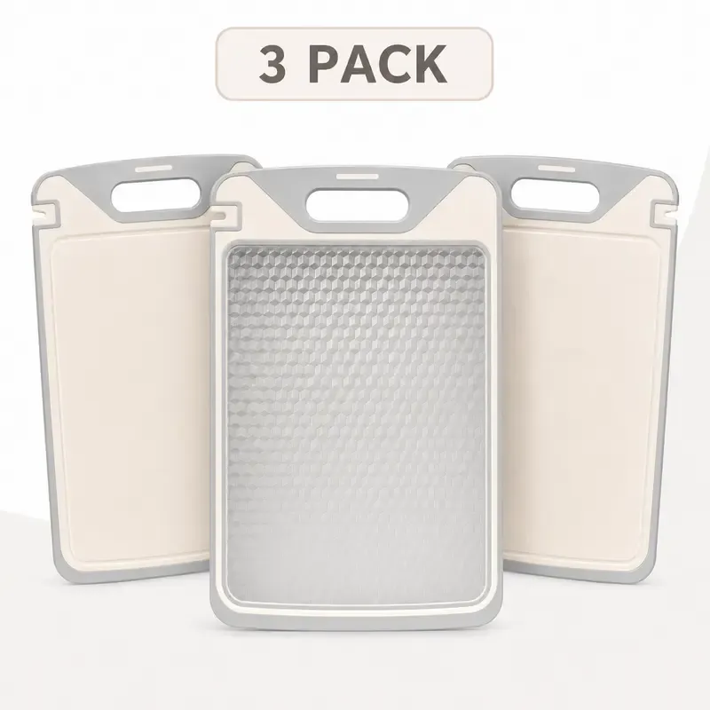 Tabla de cortar compacta 2 en 1 de acero y PP no tóxico de doble cara con afilador de cuchillos, tabla de cortar de verduras duradera y fácil de limpiar para carne, compatible con cuchillos.