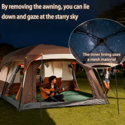 【Artículos esenciales para acampar】Tienda de campaña familiar extragrande 2026 para 10-12 personas, impermeable, de montaje instantáneo, de poliéster Oxford, ligera, con ventanas de malla y doble puerta. Accesorios para acampar al aire libre, senderismo, 