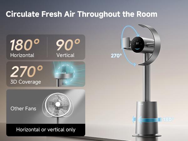 DREAME MF10 Bladeless Tower Fan with 270&deg; Whole-Room Air Circulation, Smart Standing Fan with TempSync, AirBoost Technology, 10 Speeds, 3 Modes, Washable Filter,dorm essentials,home essentials,back to school,back to school haul