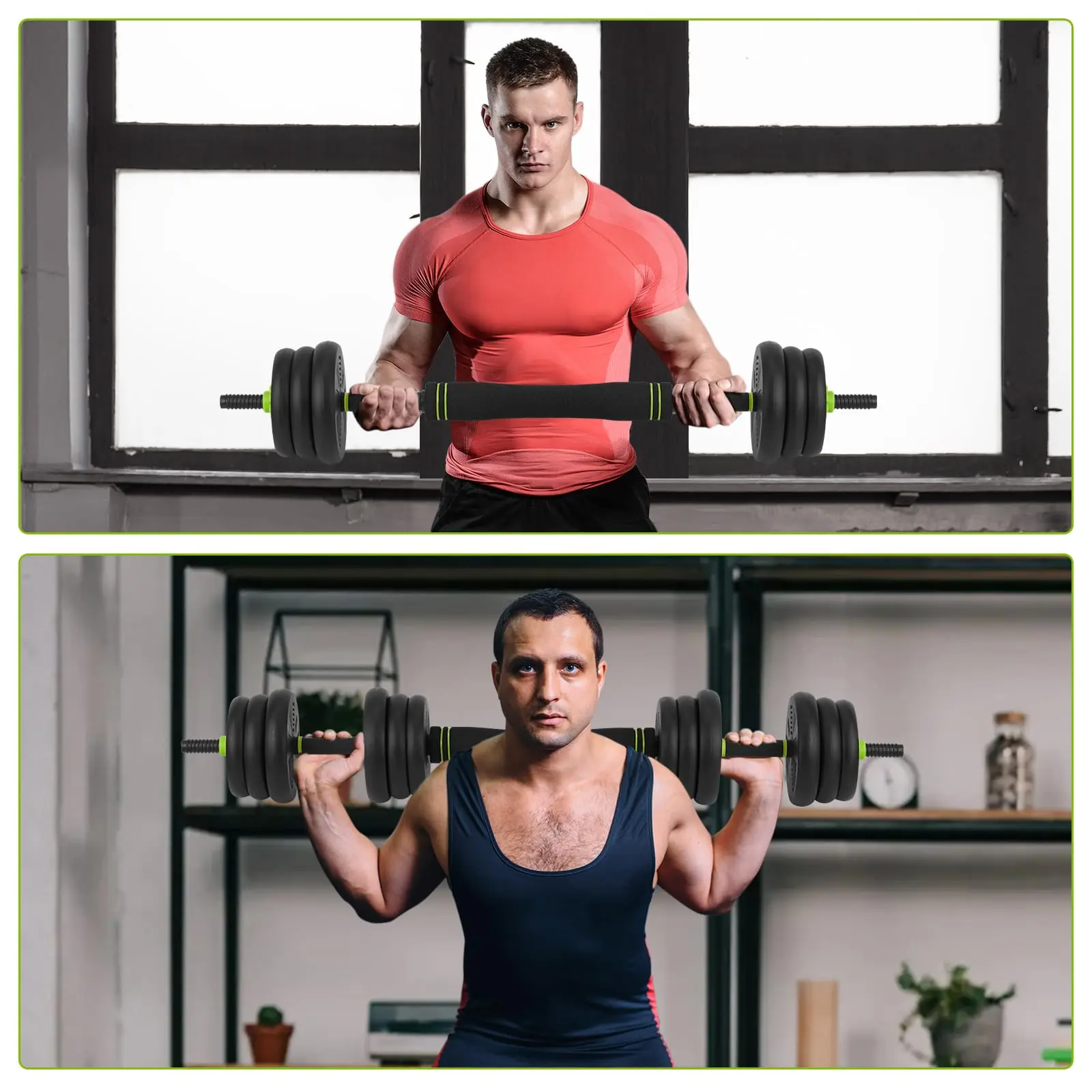 Juego de Pesas Ajustable 4 en 1 para Gimnasio en Casa – Se Convierte en Mancuernas, Barra, Pesa Rusa y Soportes para Flexiones, Equipo Multifuncional para Entrenamiento de Fuerza, 44 lb, Diseño Robusto y Ahorra Espacio