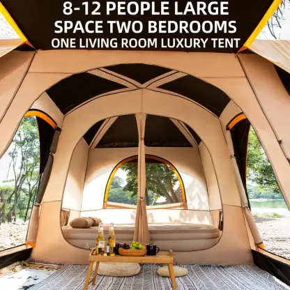 【Artículos esenciales para acampar】Tienda de campaña familiar extragrande 2026 para 10-12 personas, impermeable, de montaje instantáneo, de poliéster Oxford, ligera, con ventanas de malla y doble puerta. Accesorios para acampar al aire libre, senderismo, 