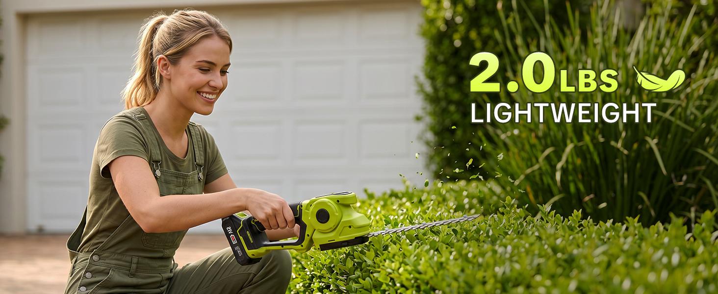 SEESE Cordless 2-in-1 Grass Shear & Shrub Trimmer, Handheld Electric Hedge Trimmer, 2*21V Batteries,Lightweight for Lawn Hedge Garden Yard Maintenance backtoschool