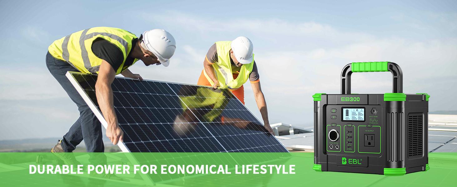 Outdoor Power Station: EBL 300W Solar Generator w/ 231Wh Battery – Single Unit or Combo (Combo Items Shipped Separately) | Your Blackout & Camping Power Backup