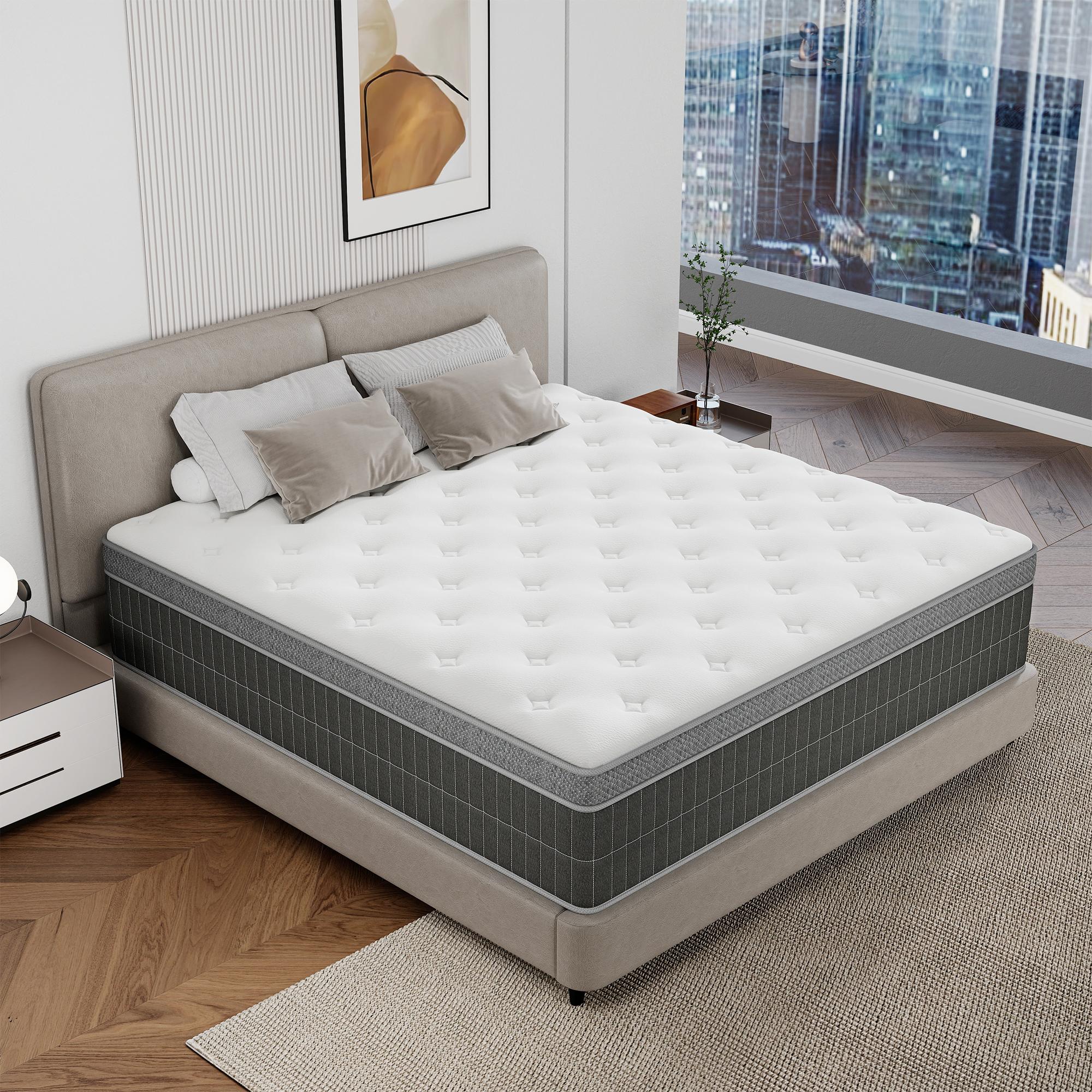 BOMASS 12" 14 Inch Twin Full Queen King Mattress, Hybrid Memory Foam Bed in a Box Medium Firmness,Pocket Spring + Zoned Support | Soft and Comfortable, Pressure Relief, CertiPUR-US Certified Coil sleep modern,dorm essentials,home decor
