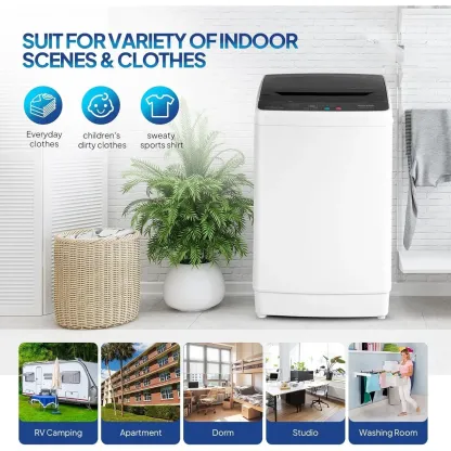 Lavadora de 17,8/25/30 libras, lavadora portátil totalmente automática con tambor de acero inoxidable, lavadora eléctrica y centrifugadora combinada con bomba de drenaje para el hogar o apartamento.