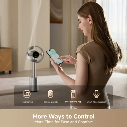 Ventilador de torre sin aspas MF10 con circulación de aire de 270° para toda la habitación, ventilador inteligente de pie con TempSync, tecnología AirBoost, 10 velocidades, 3 modos y filtro lavable, ideal para dormitorio y hogar.