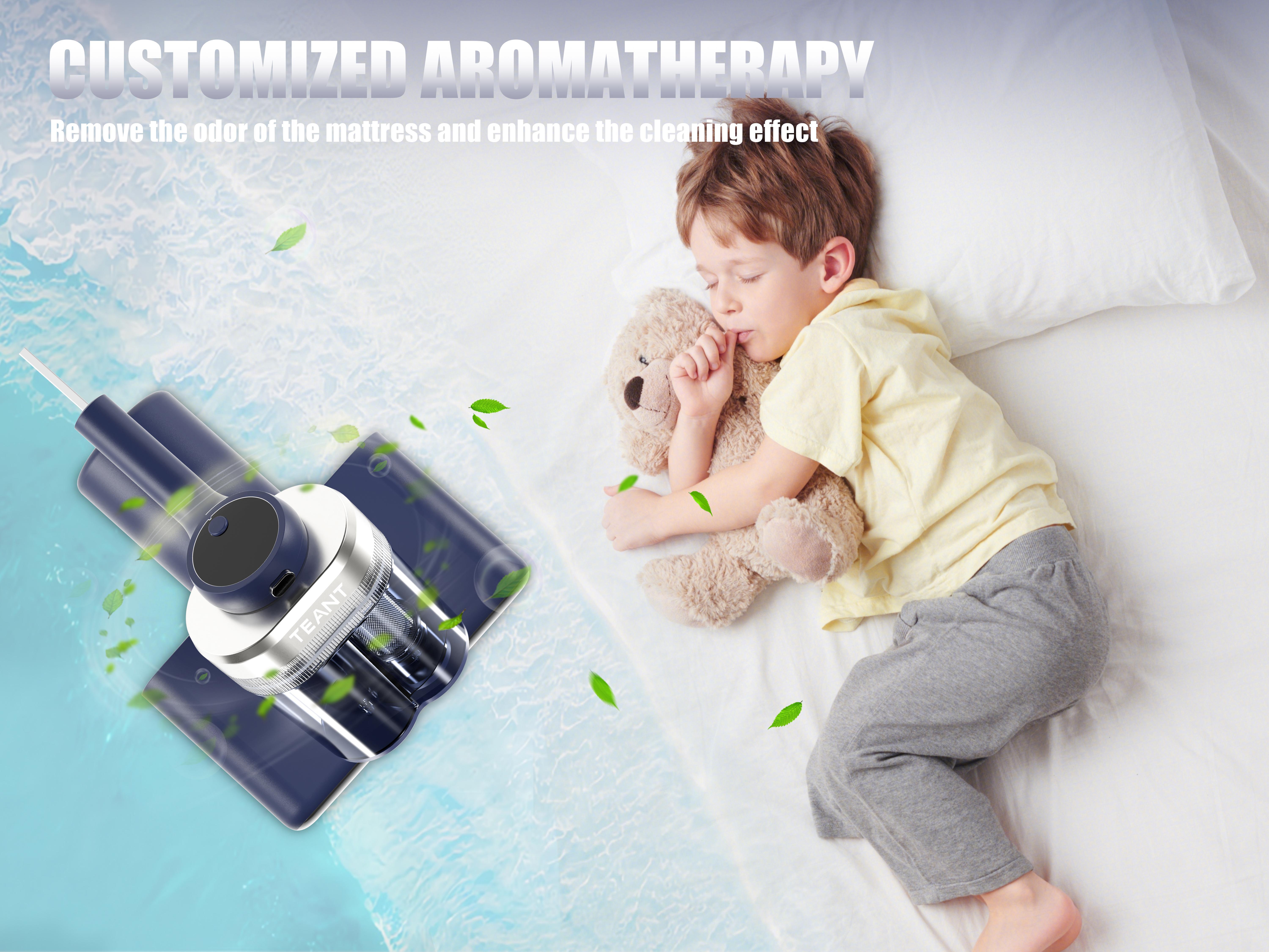 Teant Mattress Vacuum Cleaner for Dust Mites &ndash; 16kPa Powerful Suction UV-C Mattress Cleaner with Intelligent LED Display, 149&deg;F Hot Air Sterilization, Aroma & Anion, HEPA Filter, Lightweight Deep Cleaner for Pet Hair on Bed, Sofa for Clean Living