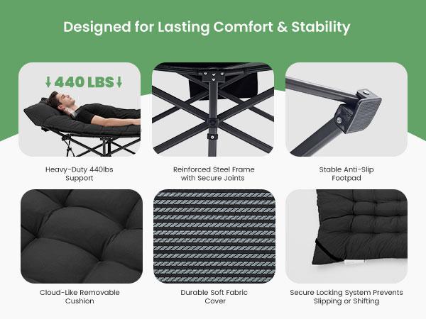 【Summer Sale】Sweetcrispy Camping Cot for Adults, 6 Angle Adjustable Folding Camping Bed with Mattress, Foldable Camping Bed for Camp, Office, Outdoor, Lightweight Camping Cot Supports 450 lbs 【Summer Sale】Sweetcrispy Camping Cot for Adults, 6 Angle Adjustable Folding Camping Bed with Mattress, Foldable Camping Bed for Camp, Office, Outdoor, Lightweight Camping Cot Supports 450 lbs