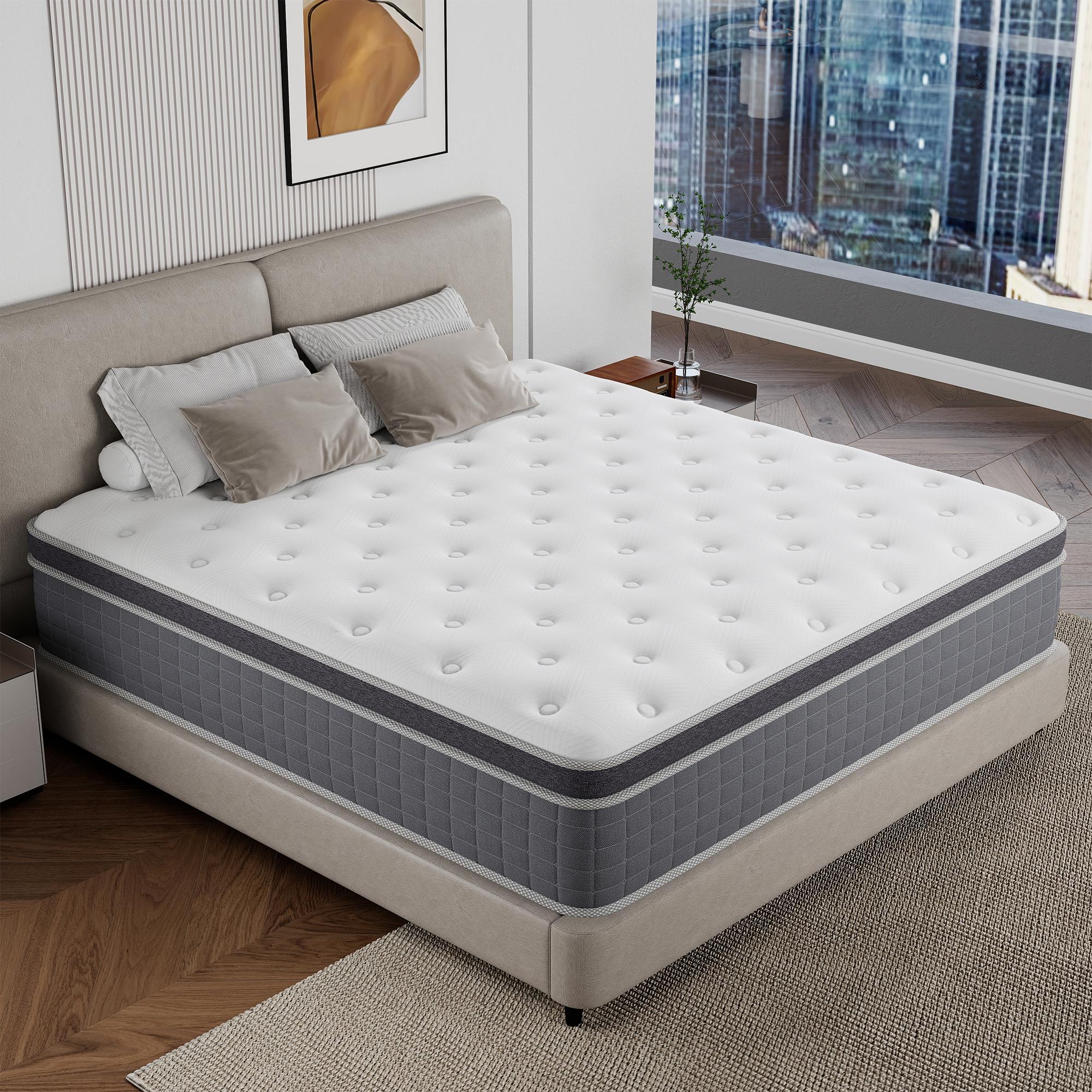 BOMASS 12" 14 Inch Twin Full Queen King Mattress, Hybrid Memory Foam Bed in a Box Medium Firmness,Pocket Spring + Zoned Support | Soft and Comfortable, Pressure Relief, CertiPUR-US Certified Coil sleep modern,dorm essentials,home decor