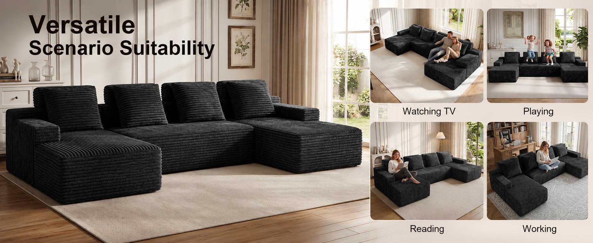 【Father's Day】 Modular Sectional Boneless Sofa,Oversized Chaise Lounge with Deep Seats, Modular Cloud Sleeper Sofa, No Assembly Required, Free Combination, Modern sectional couch.boneless sectional couch. living room furniture ou