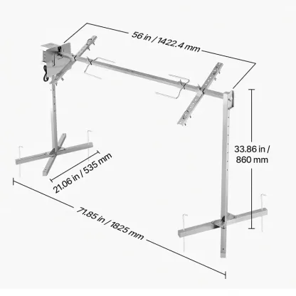 Parrilla giratoria, kit de parrilla giratoria AC120V de 8 niveles de altura, kit de parrilla giratoria para barbacoa con capacidad de carga de 132 lbs, motor de 38W, kits de parrilla automáticos de acero inoxidable para fiestas.
