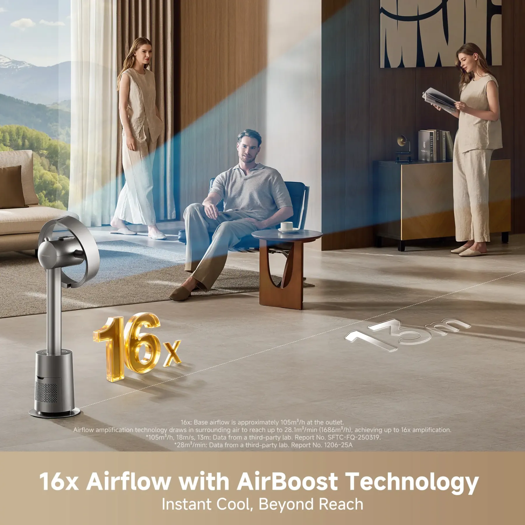 Ventilador de torre sin aspas MF10 con circulación de aire de 270° para toda la habitación, ventilador inteligente de pie con TempSync, tecnología AirBoost, 10 velocidades, 3 modos y filtro lavable, ideal para dormitorio y hogar.