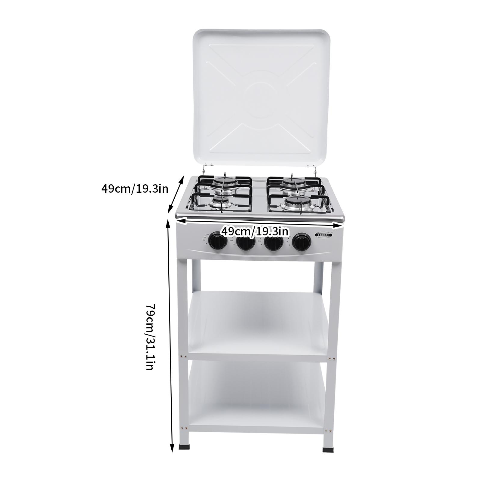 4 Burner Freestanding Gas Stove NG LPG Outdoor Camping Portable Cooktop with 4 Knobs Manual Ignition for RV Travel Emergency Preparedness Family Use
