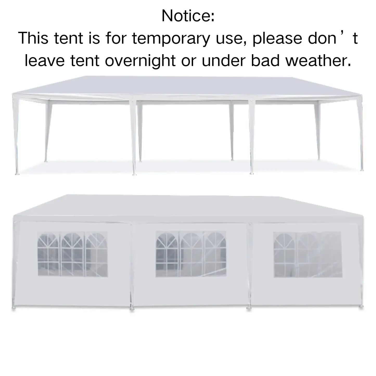 Superdealusa — Carpa impermeable blanca de 10' x 10'/20'/30' para bodas y eventos, con ventanas y paredes laterales