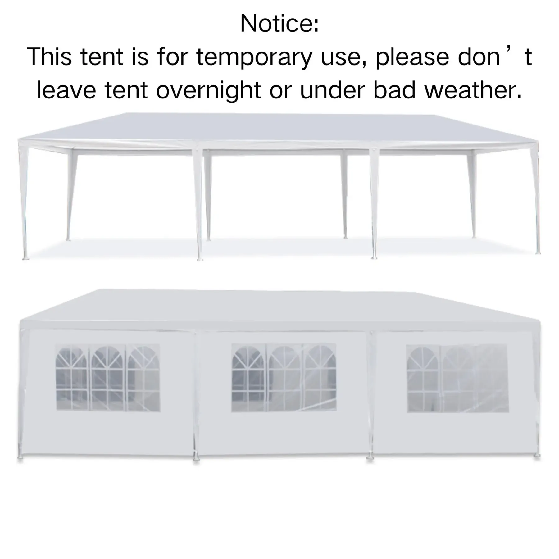 Superdealusa — Carpa impermeable blanca de 10' x 10'/20'/30' para bodas y eventos, con ventanas y paredes laterales
