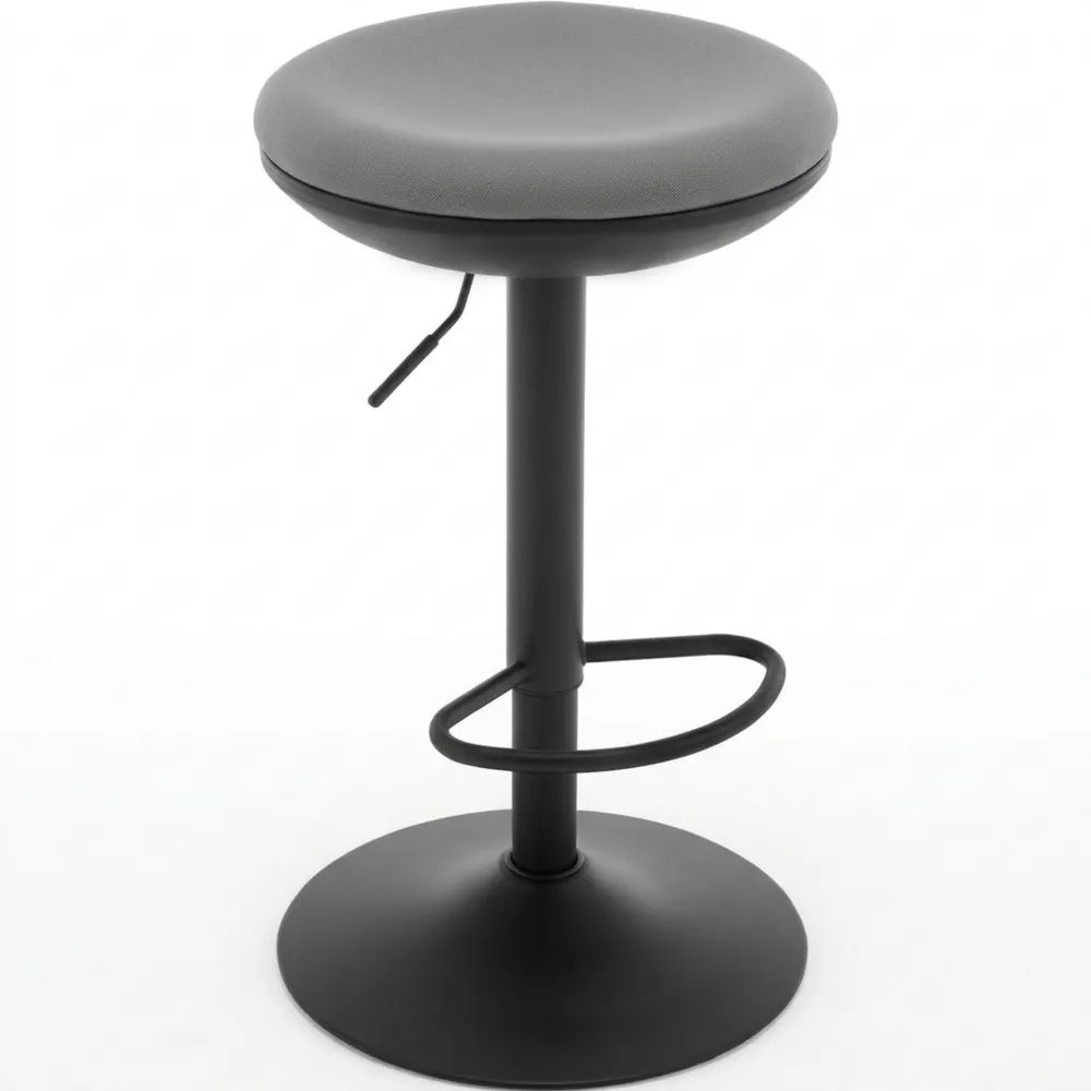 Höhenverstellbarer Drehbarer Barhocker mit Netzgewebe und Fußstütze, Grau