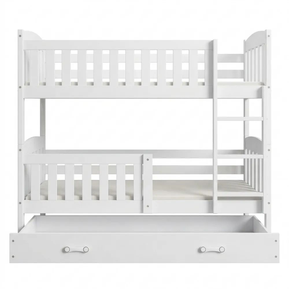 Platzsparendes Hochbett für Kinder mit Schublade und Rausfallschutz