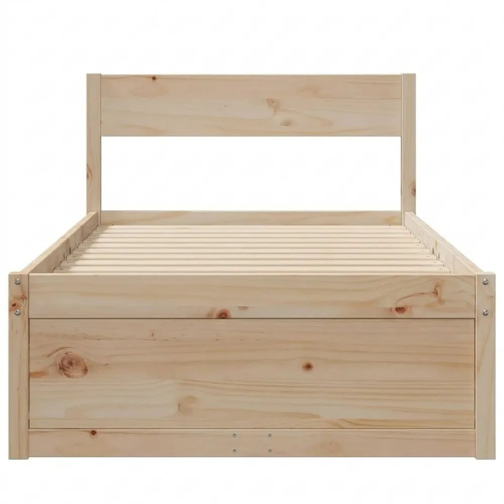 Einzelbett aus Kiefernholz mit Schubladen und Kopfteil, 90x200cm