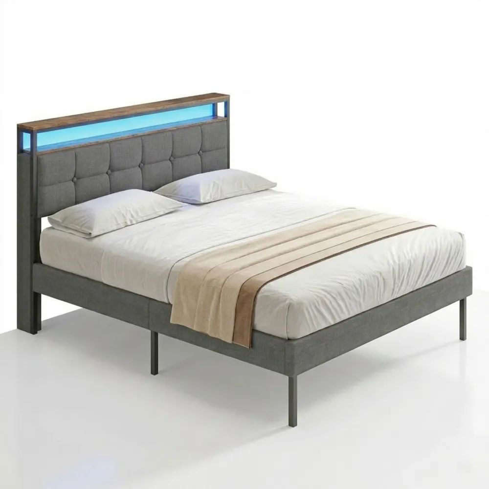 Modernes Polsterbett 140x200 mit LED und USB