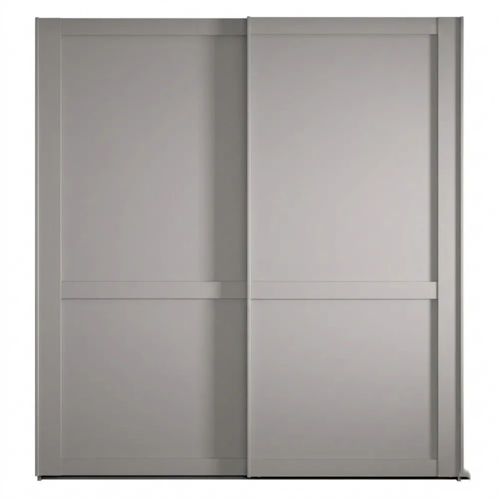 Schwebetürenschrank im Landhausstil, 200cm breit, Kieselgrau, 217cm hoch