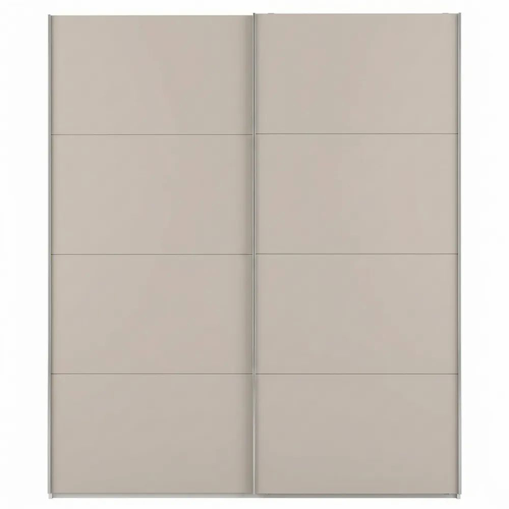 Moderner Schwebetürenschrank mit Spiegel und Stauraum, weiß Hochglanz