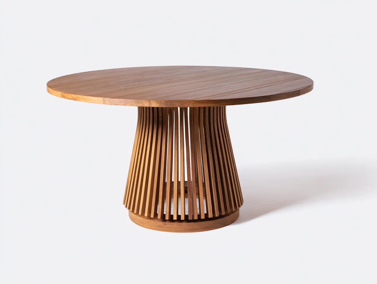 Mesa de jardín redonda madera 120x120x75 cm marrón - diseño moderno exterior resistente-Ricorgahome