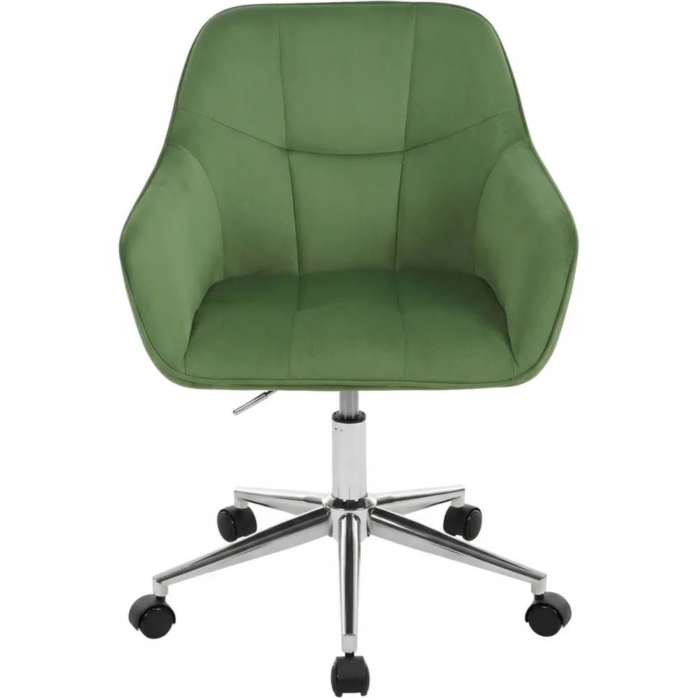 Höhenverstellbarer Drehstuhl mit Armlehnen, belastbar bis 150 kg, Samtsitz, grün, für Schlafzimmer, Büro und Wohnzimmer