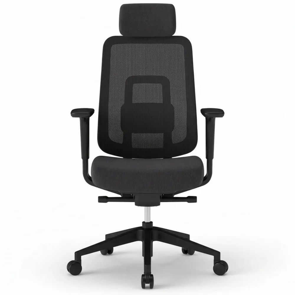 Ergonomischer Bürostuhl mit Kopfstütze und 4D-Armlehnen