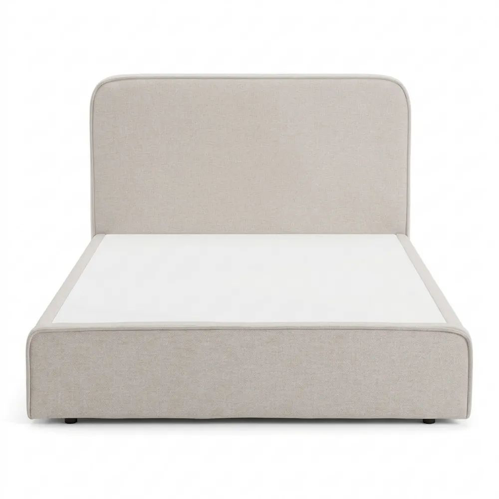 Gepolstertes Einzelbett 90x200 cm in Hellgrau mit Lattenrost und stabilem Holzgestell