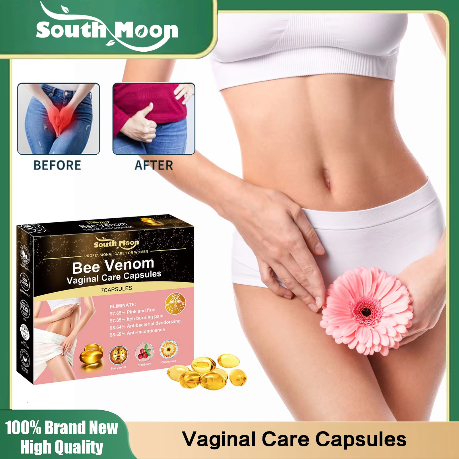 Vaginal Tightening Capsules Vagina Detox Anti Itch Treat Vaginitis Antibacteria Remove Odor Private Parts Pink Rejuvenation Care