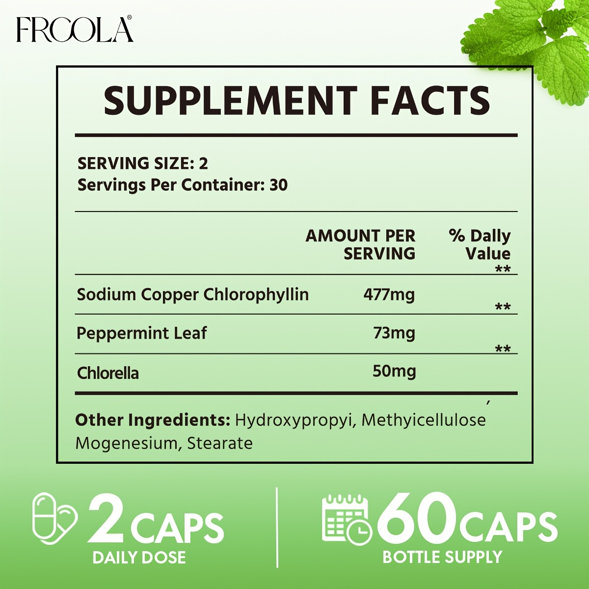 Cyanobacteria Capsules - Long-lasting freshness, control of underarm and body odors, rich in mint leaves, chlorophyll and cyanobacteria vitamins supplements - Health and household products