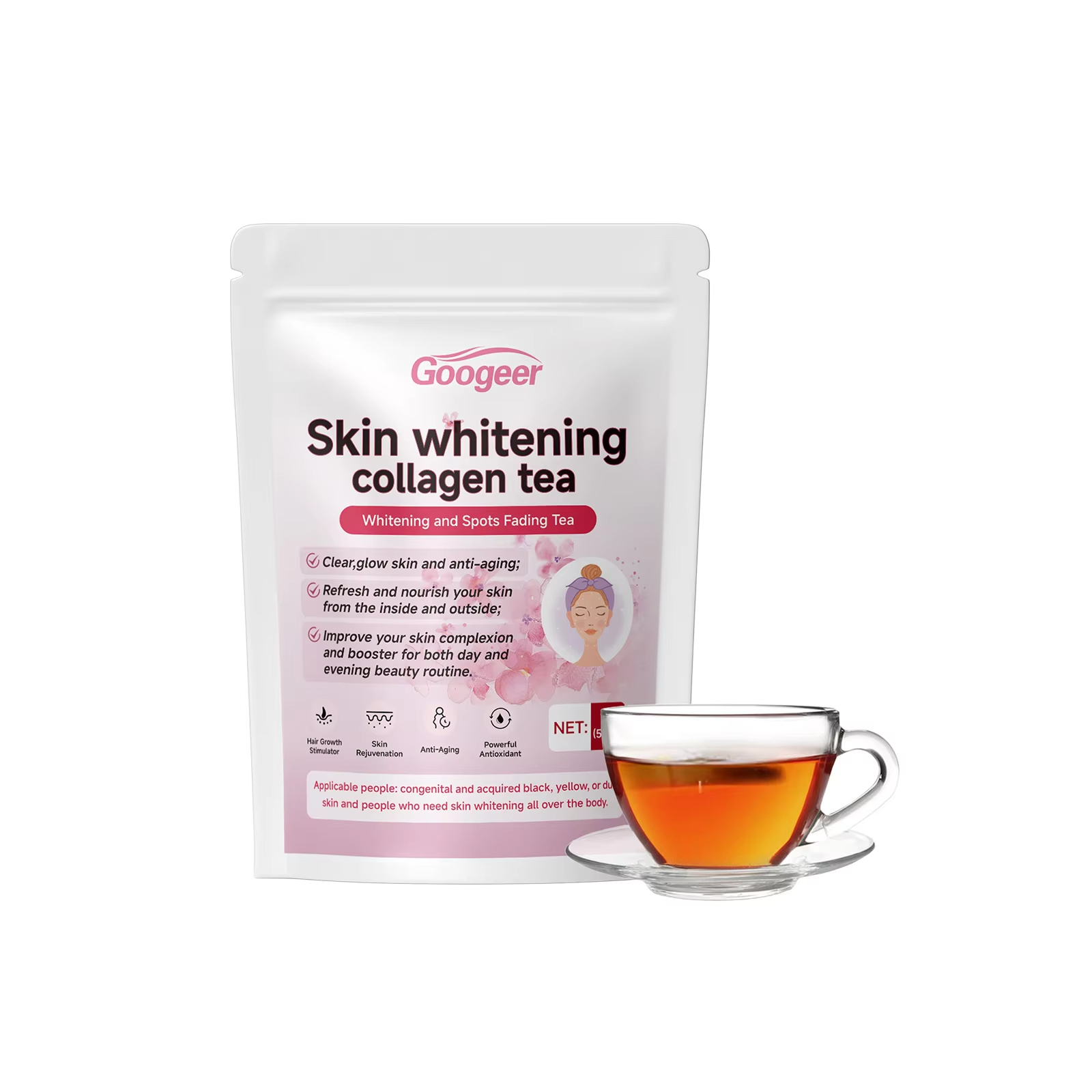 Anti-Aging Collagen Skin Whitening Tea Brightening Glowing Moisturizing Nourish Herbal Beauty Tea for Women Skin Health