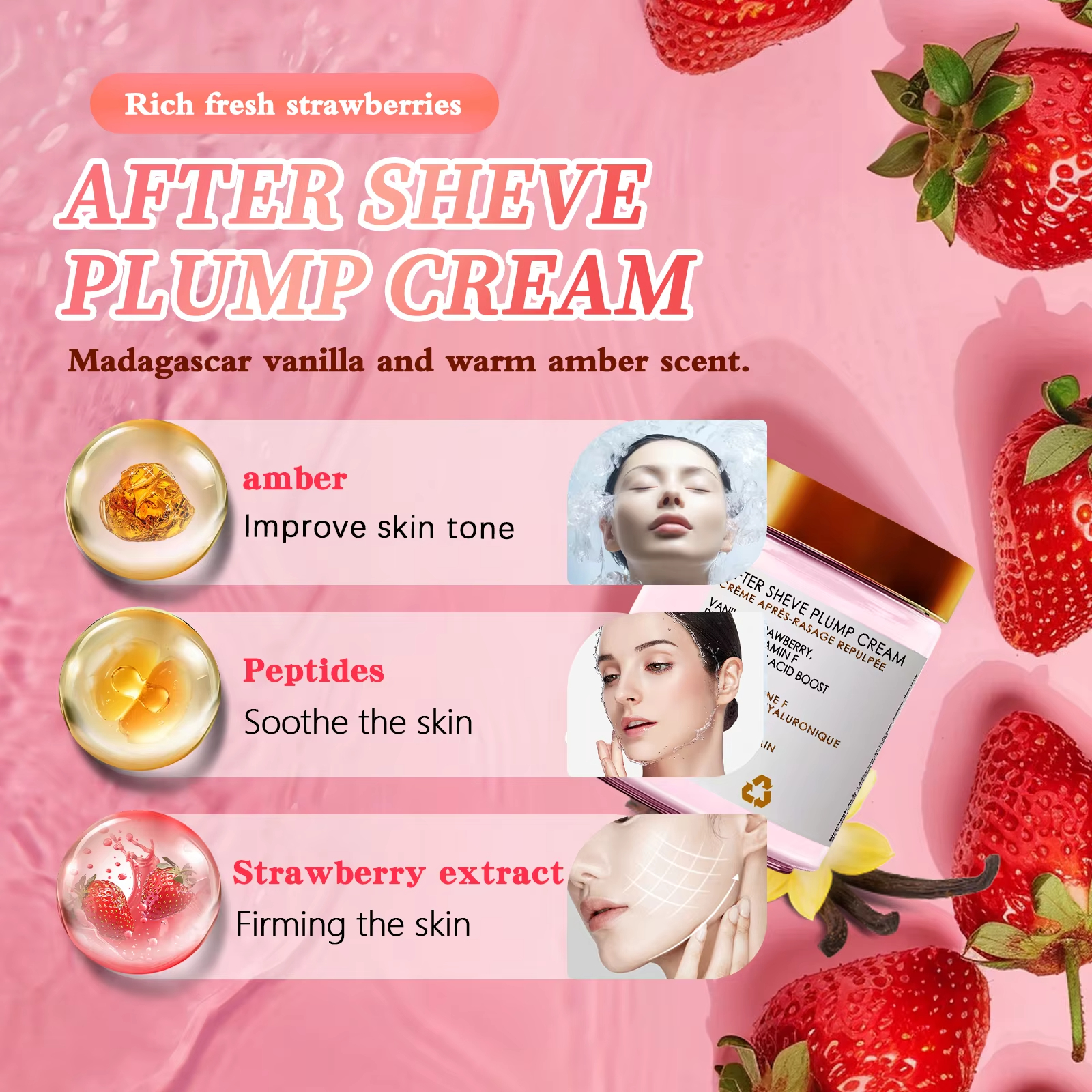 Hair Removal Shaving Cream Truly After Shave Cream Strawberry Women for Smooth Skin Moisturizes Soft Serve Shave Cream