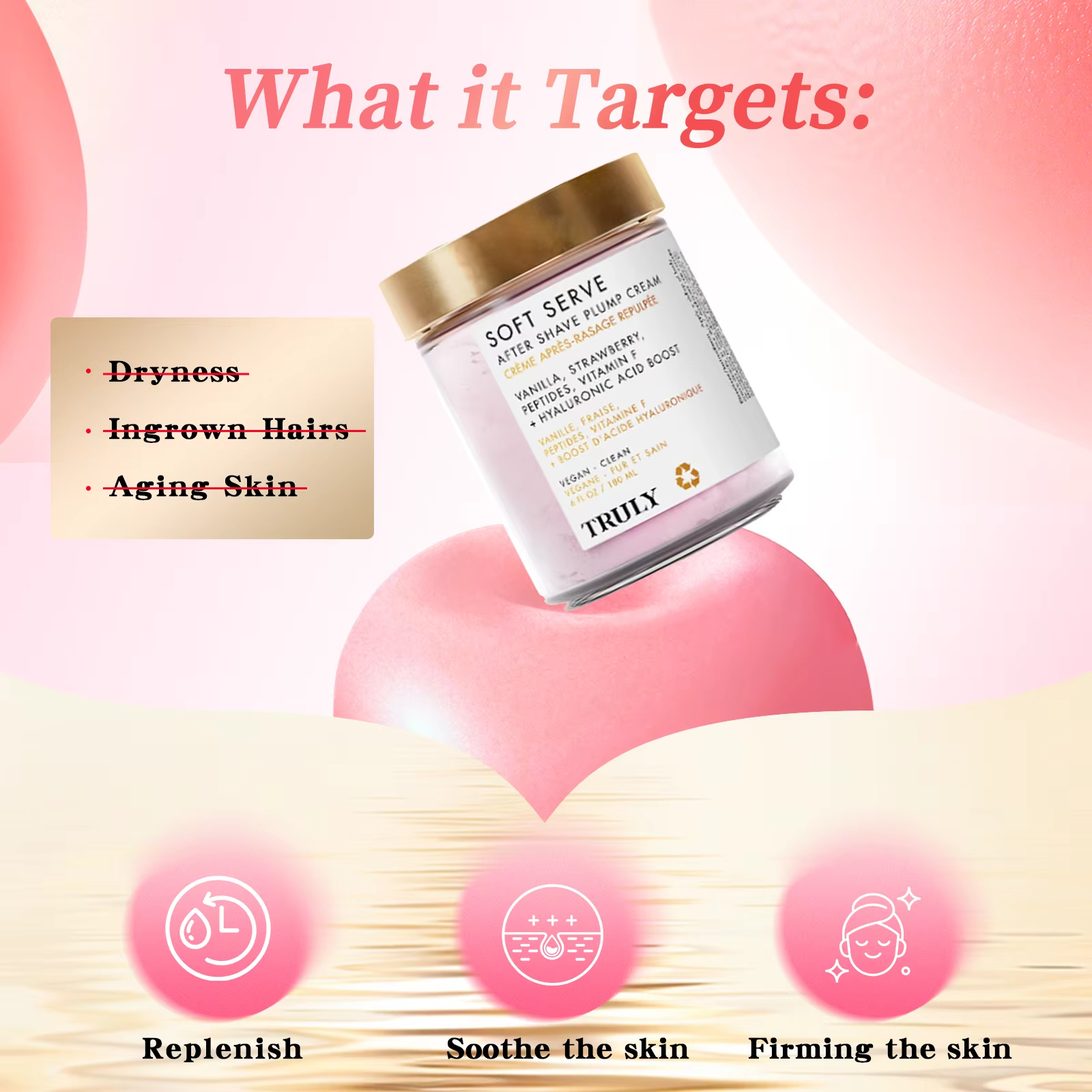 Hair Removal Shaving Cream Truly After Shave Cream Strawberry Women for Smooth Skin Moisturizes Soft Serve Shave Cream