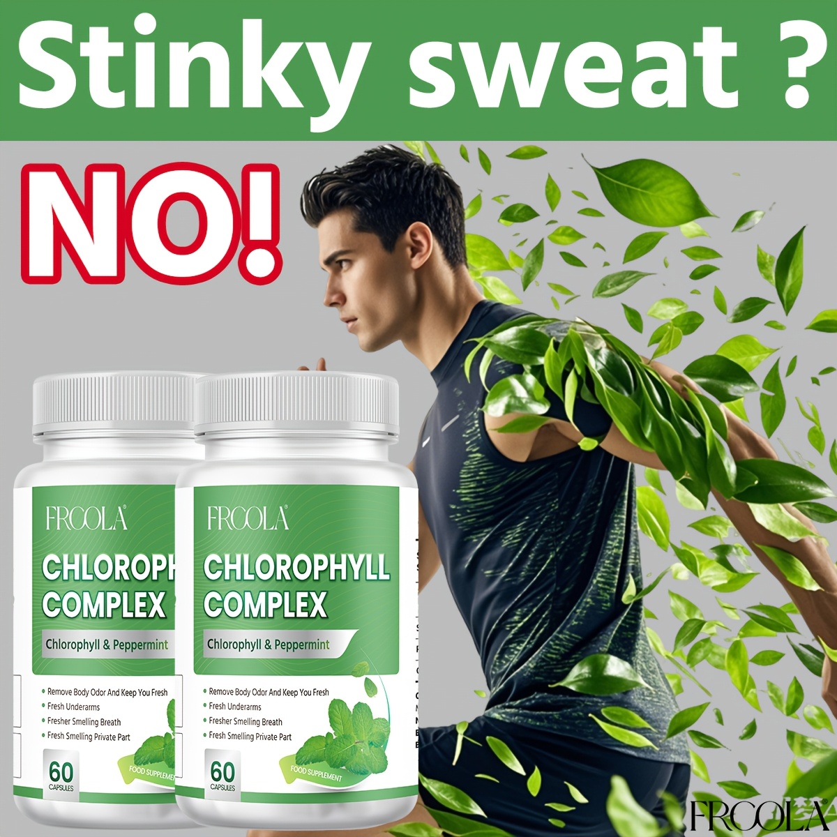 Cyanobacteria Capsules - Long-lasting freshness, control of underarm and body odors, rich in mint leaves, chlorophyll and cyanobacteria vitamins supplements - Health and household products